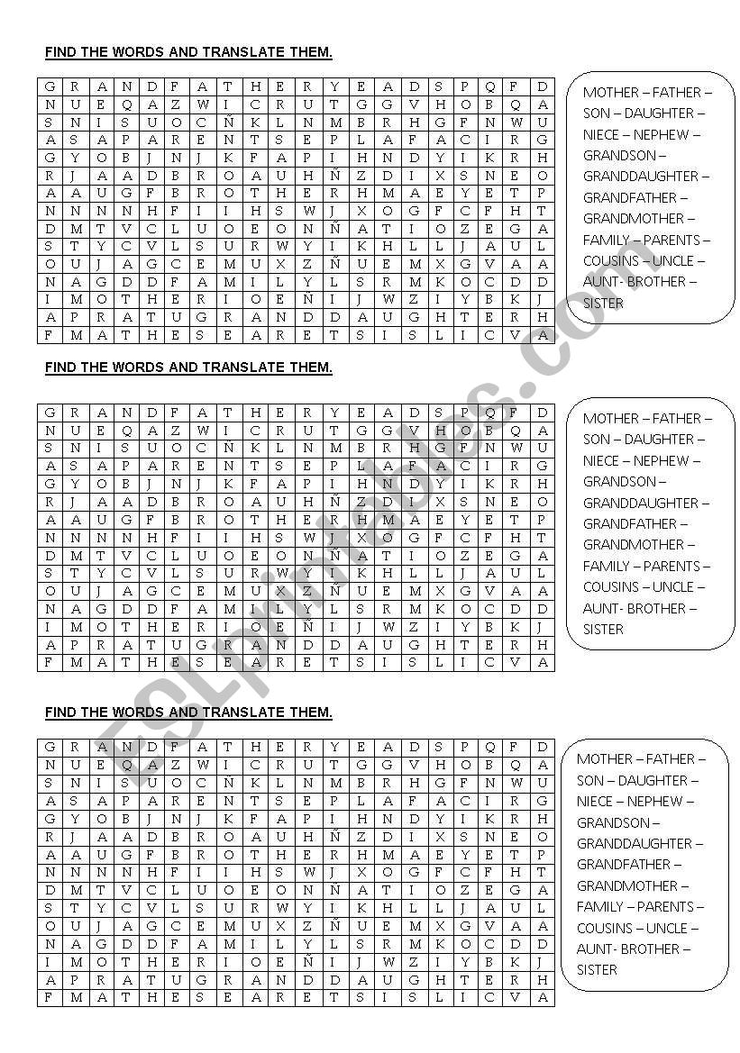 Family and Pronouns worksheet Family and Pronouns worksheet