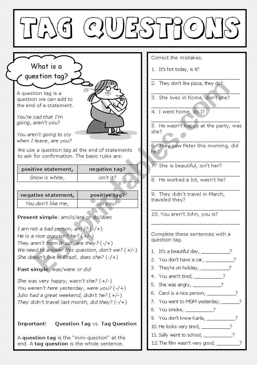 Tag questions worksheet