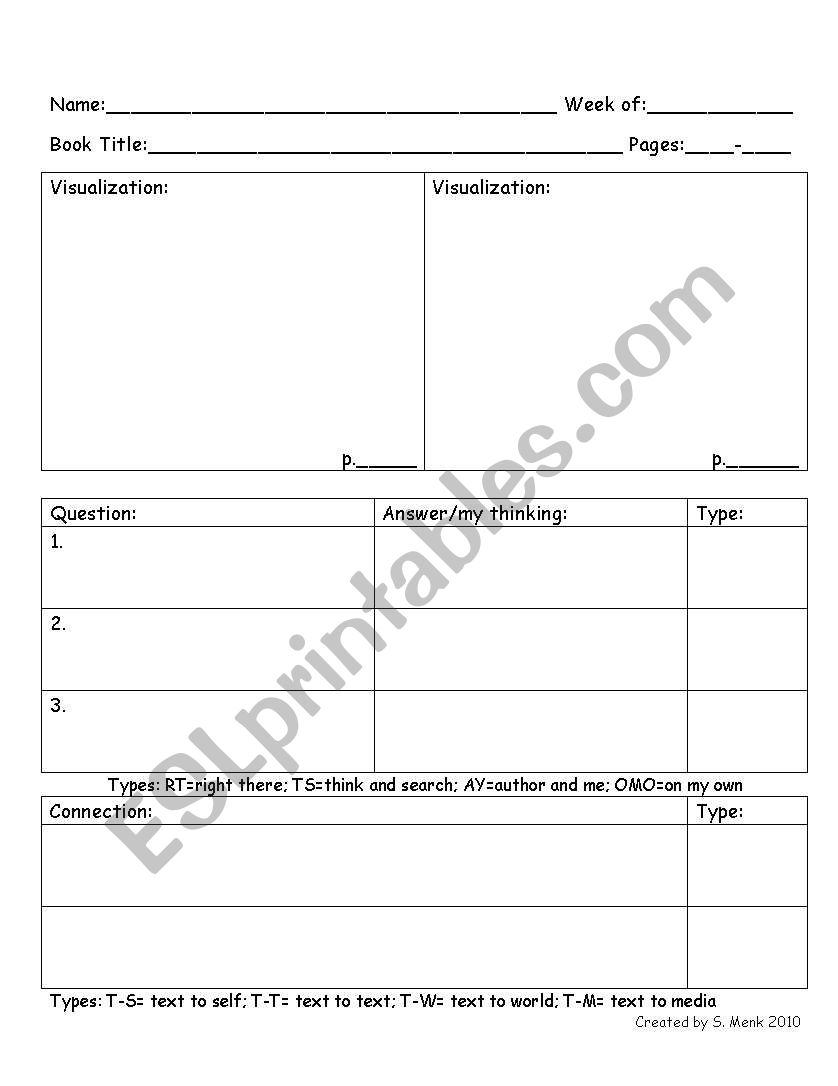 Book Club/Literature Circle roles graphic organizer