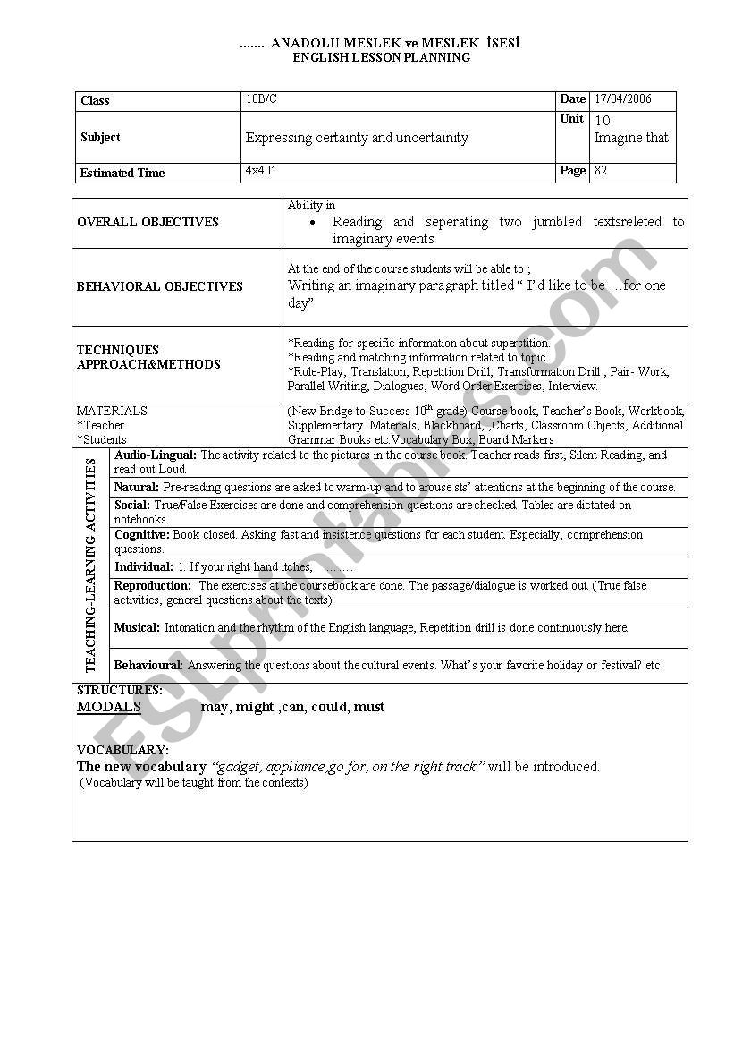 lesson plan worksheet