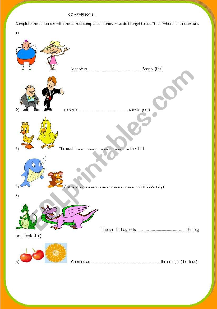 Comparatives worksheet