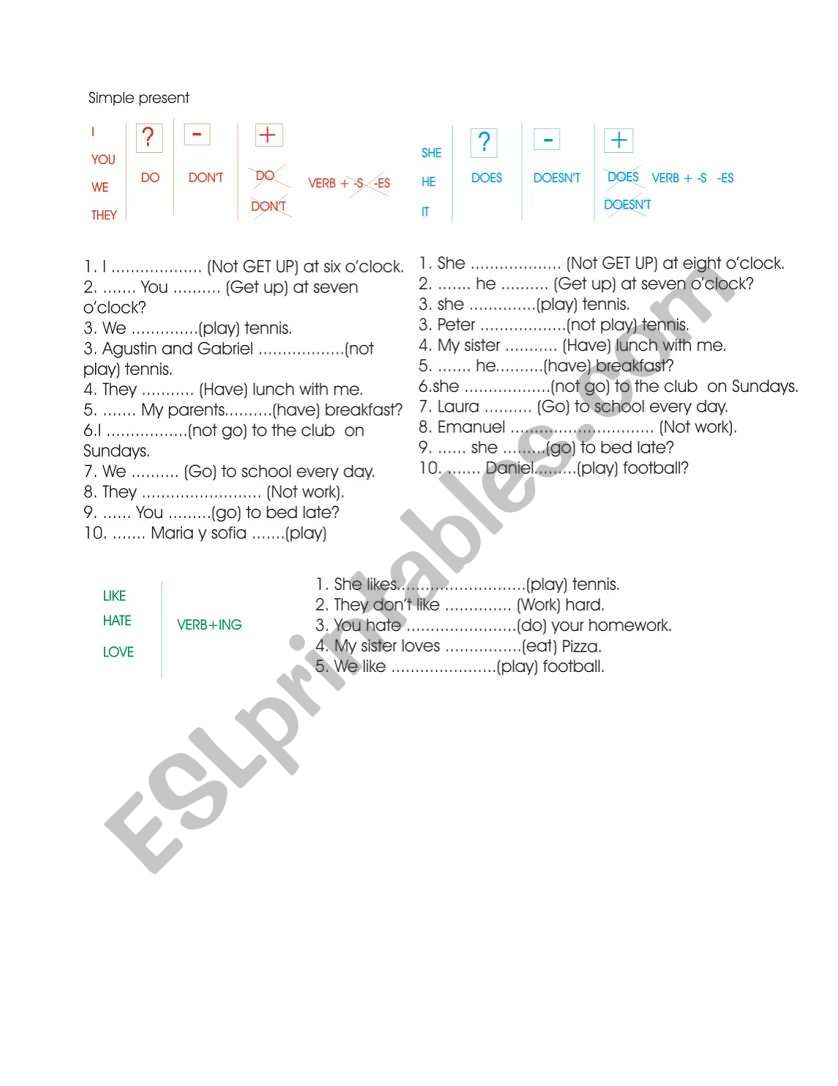 Simple Present worksheet