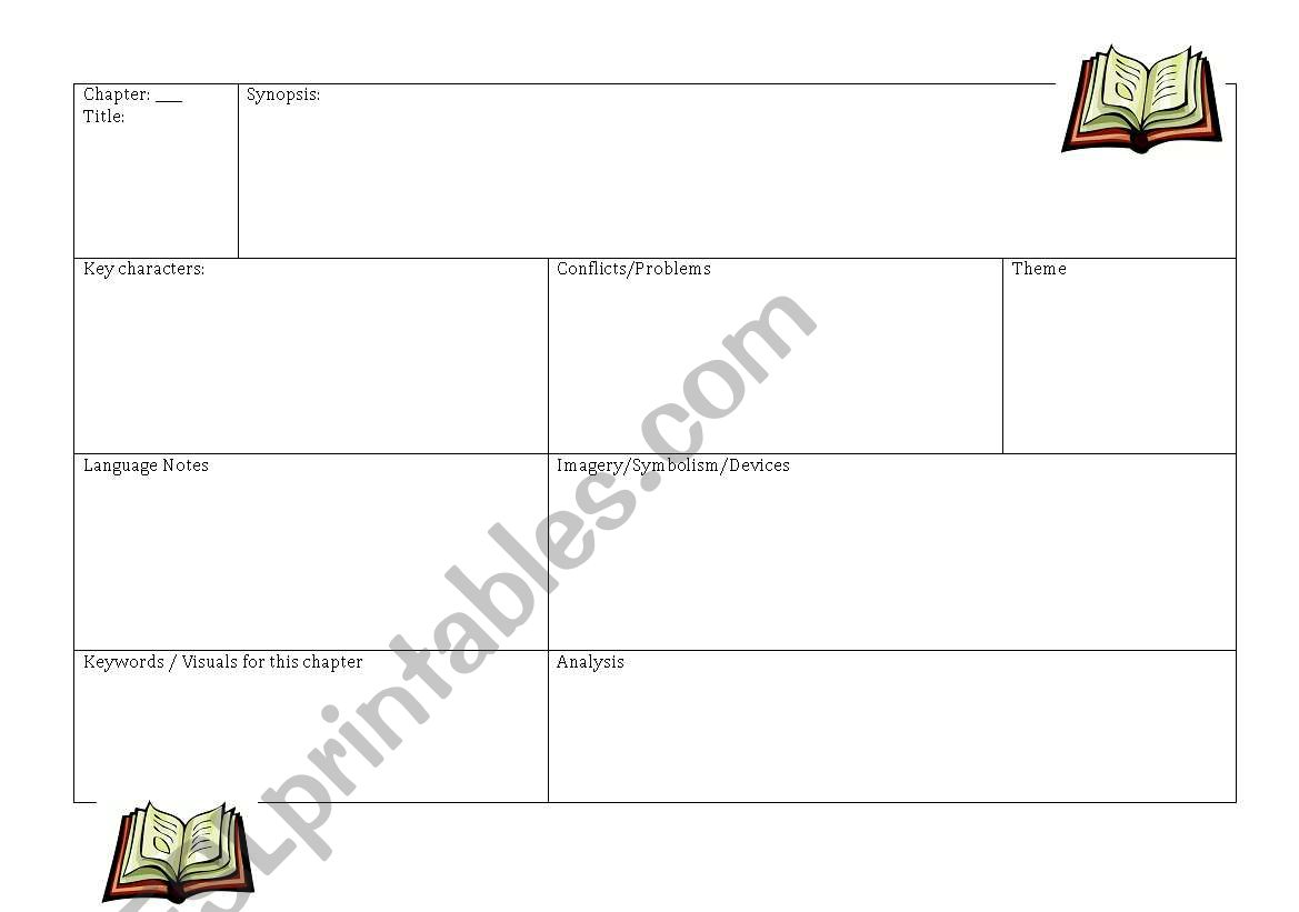 Chapter Tracking sheet for novel or book study