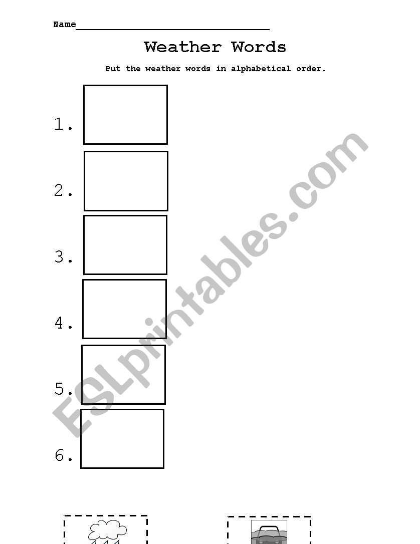 Weather Words ABC Order worksheet