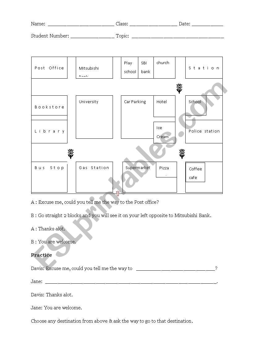  telling the way worksheet