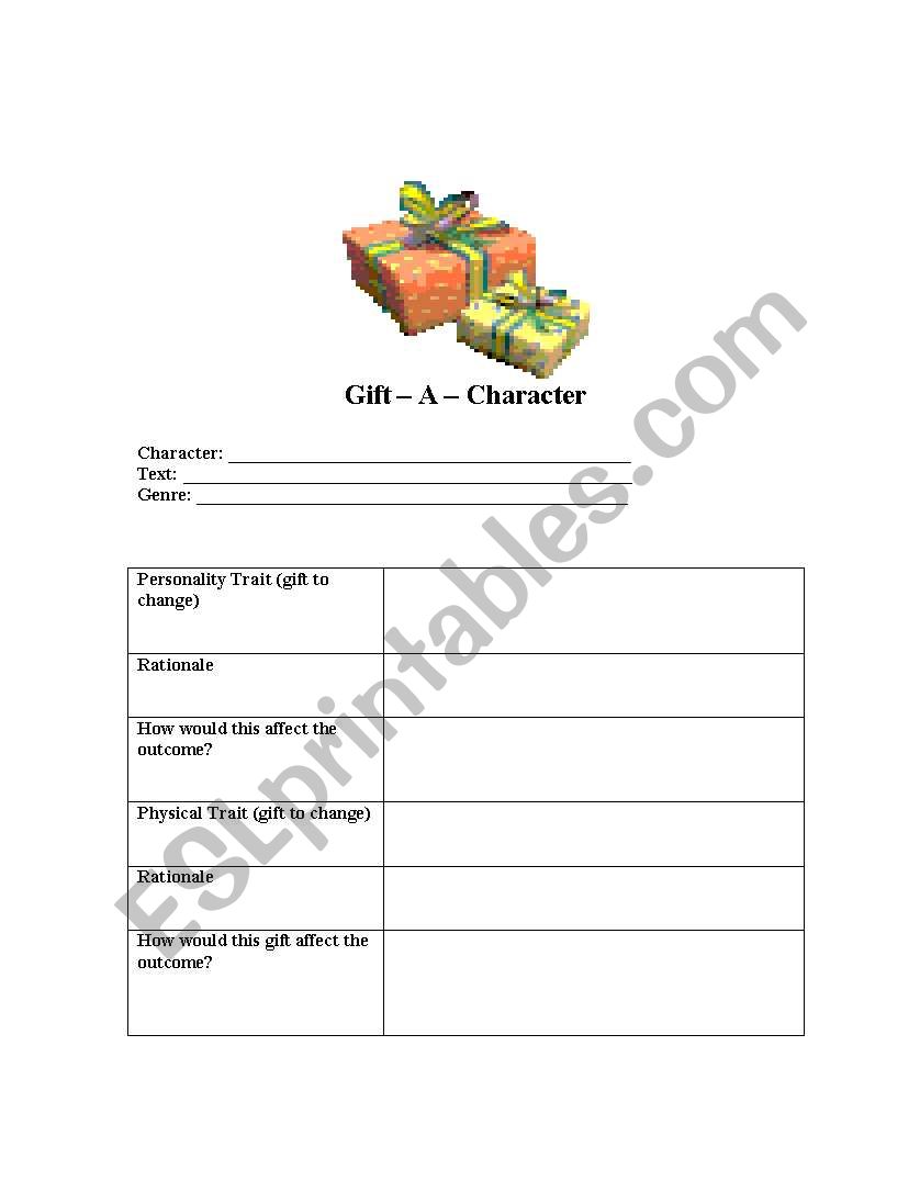 Gift-a-Character worksheet