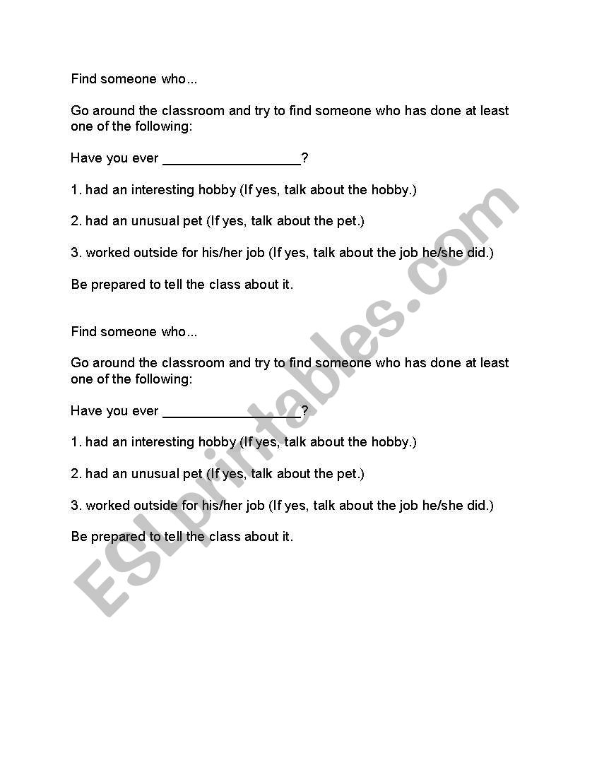 Present Perfect Review worksheet