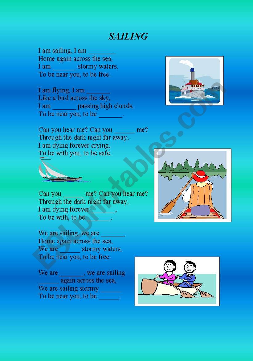 Sailing - A song worksheet