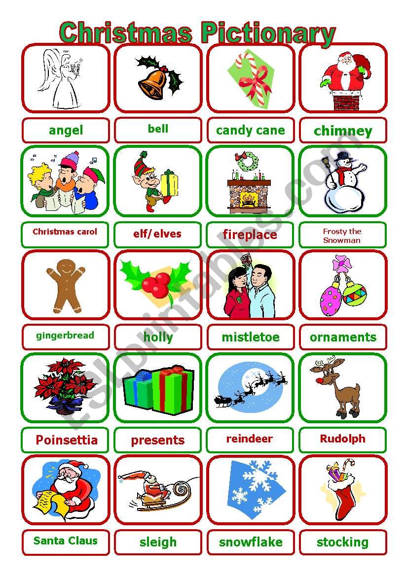 Christmas Pictionary ESL worksheet by AMaedgen
