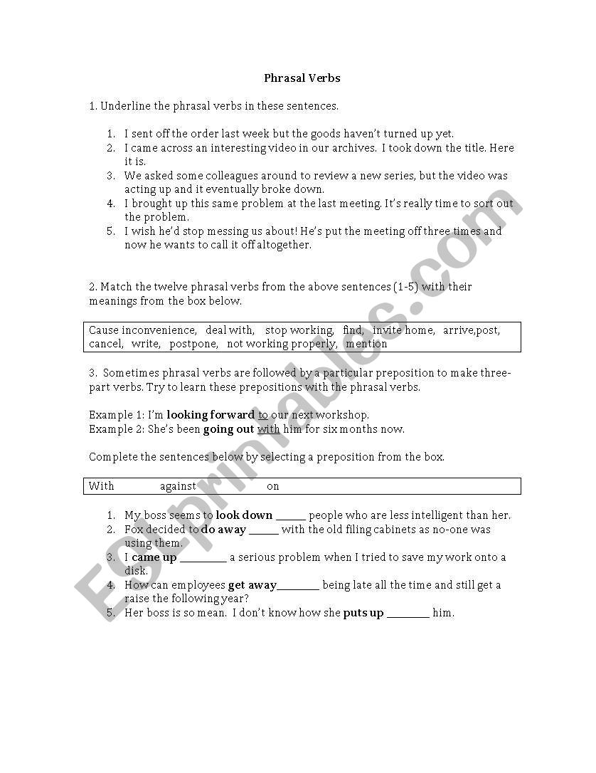 Phrasal Verb Activity worksheet