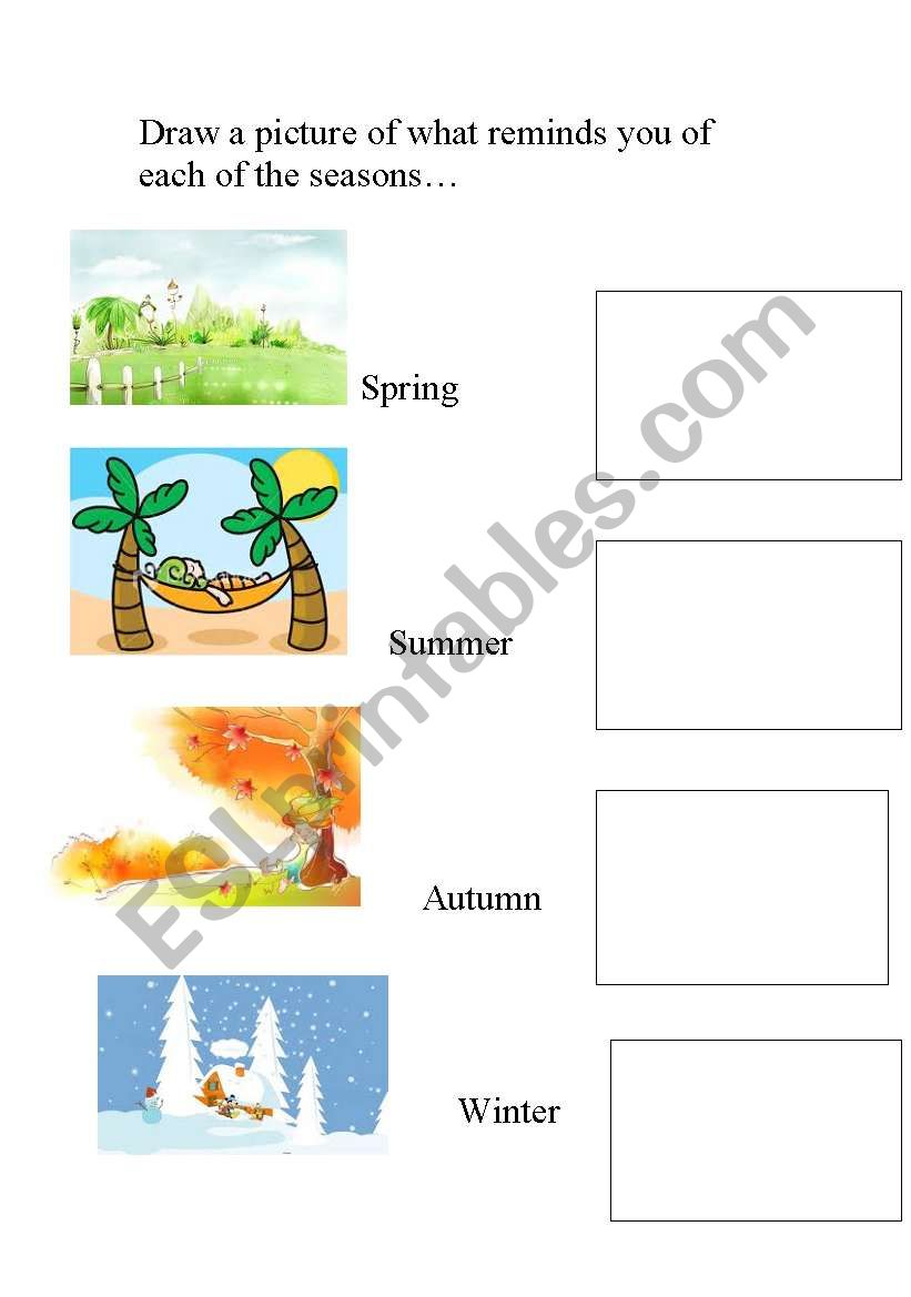 seasons matching  worksheet