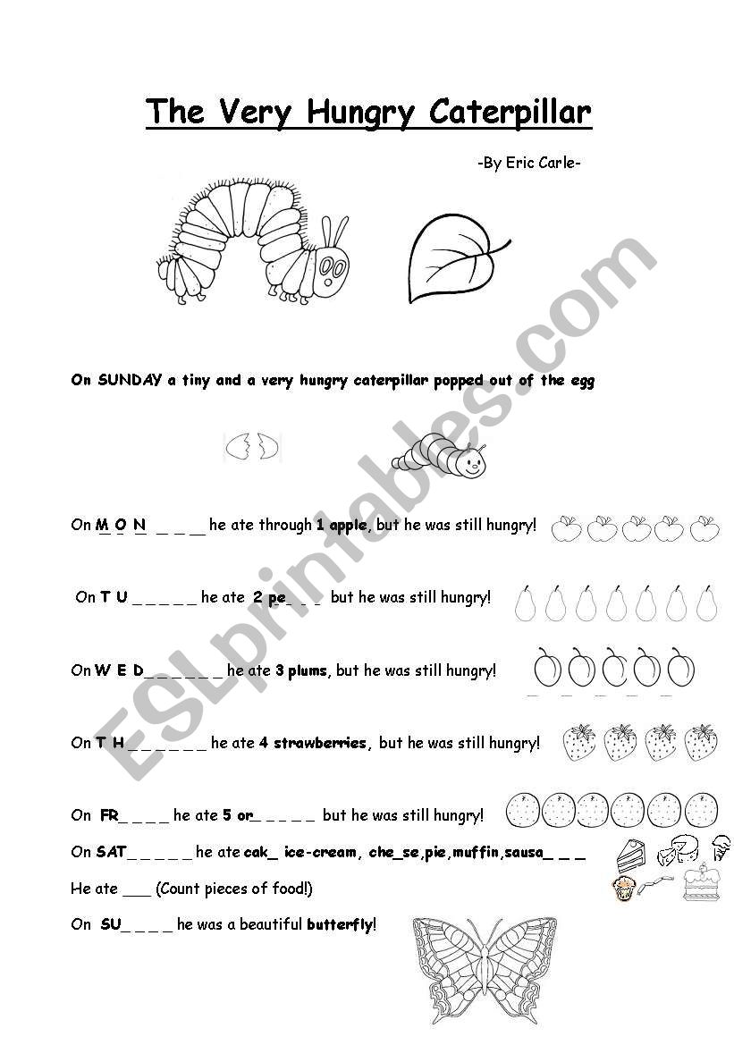 The Very Hungry Caterpillar worksheet