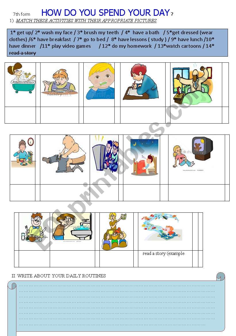 daily routines worksheet