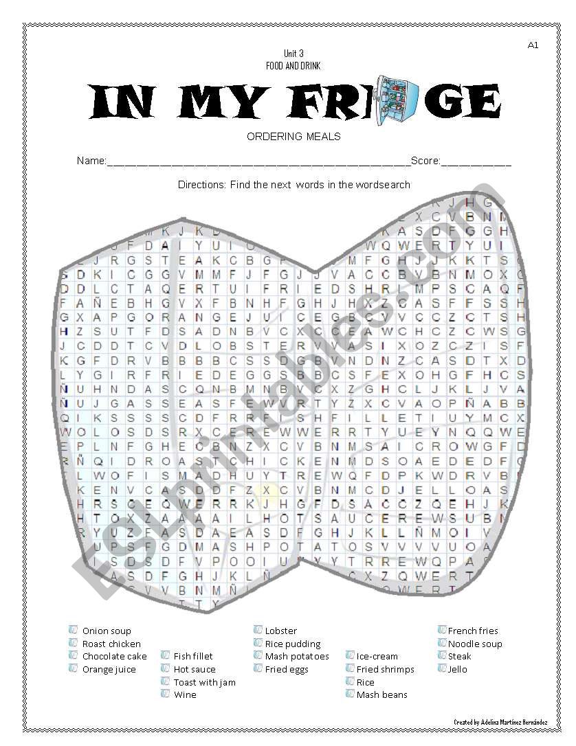 in the  fridge worksheet