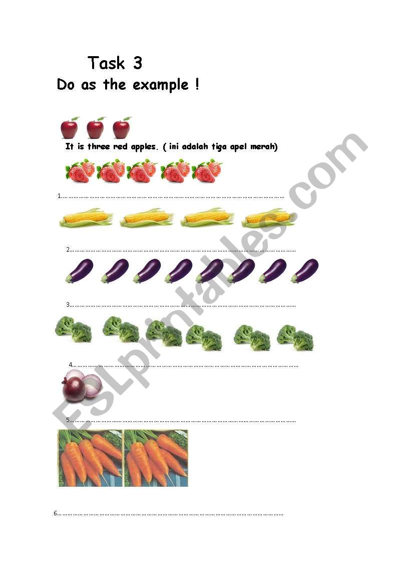 vegetables worksheet