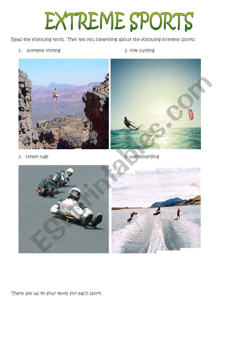 Extreme Sports worksheet