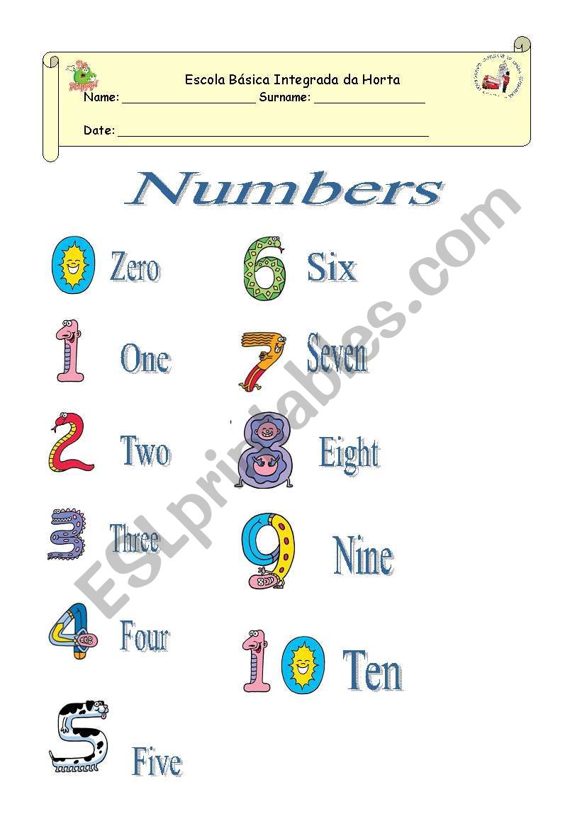 Numbers worksheet