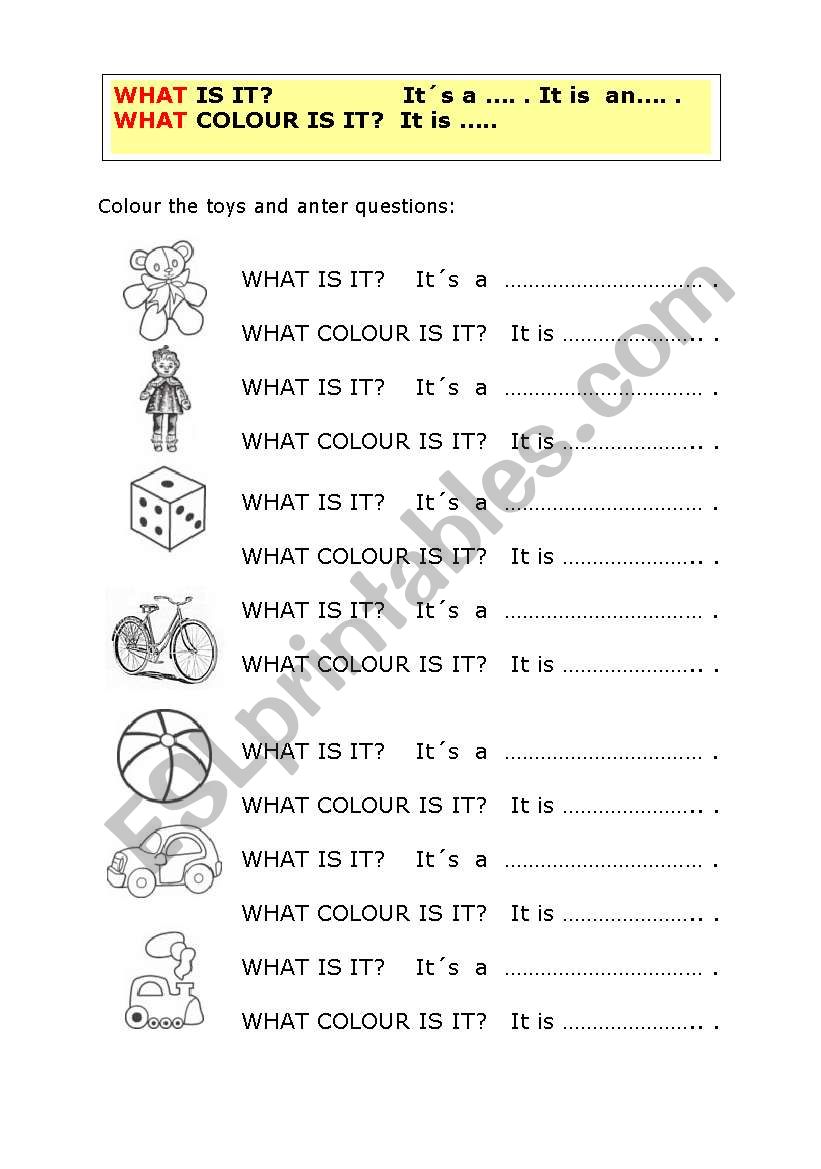 Toys (2 pages) worksheet