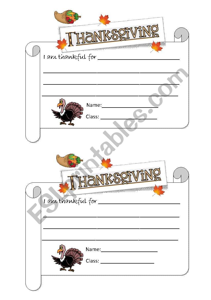 THANKSGIVING - IÂ´m thankful for...