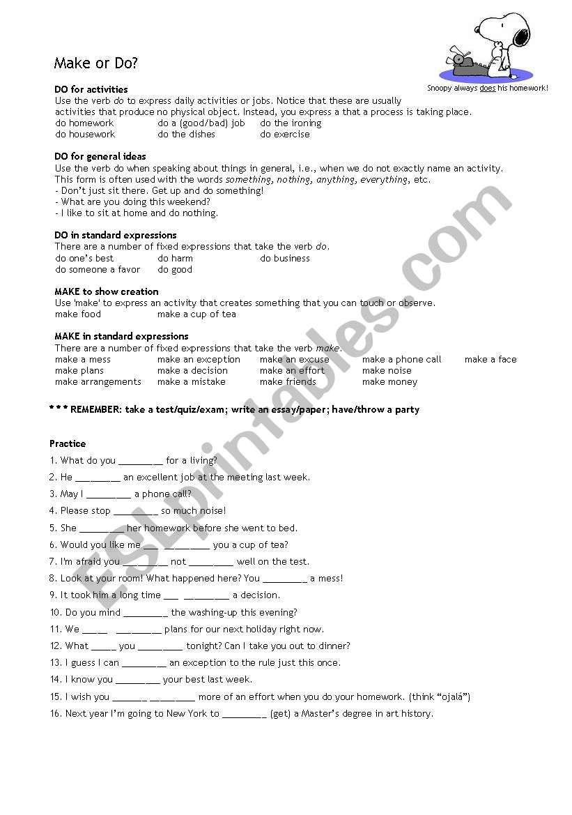 Make or Do? worksheet