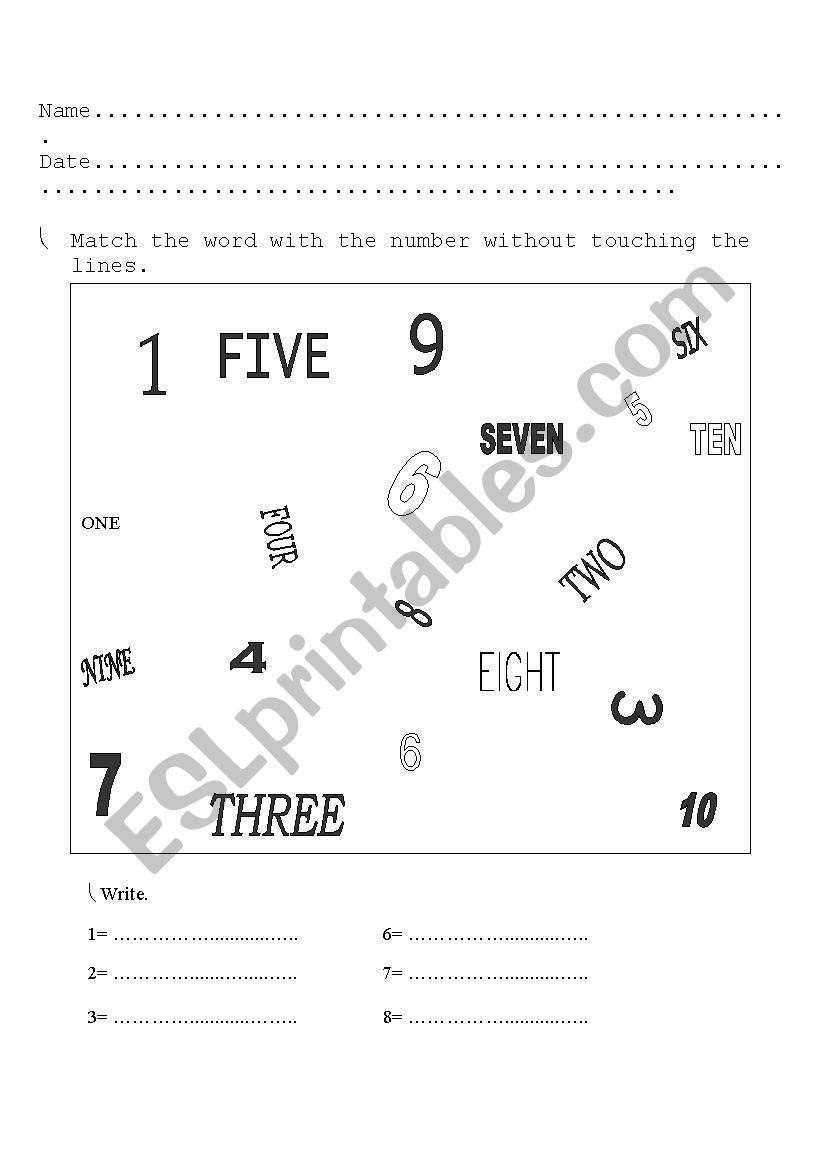 NUMBERS 1-10 worksheet