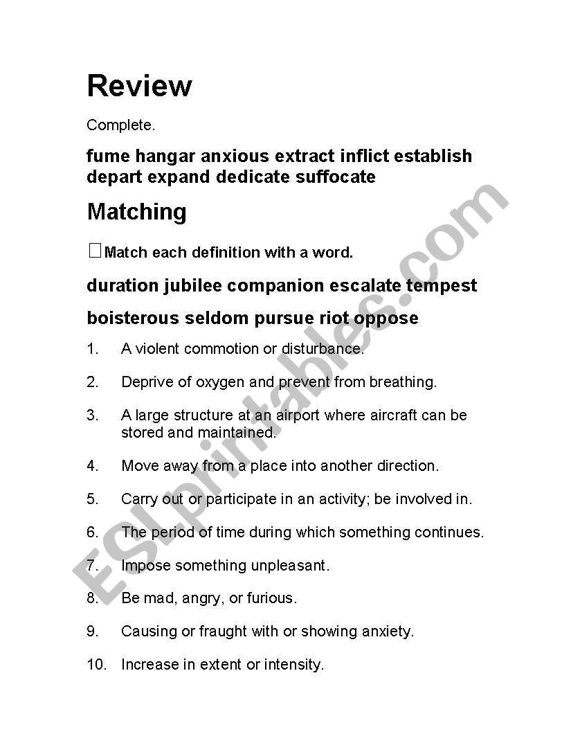 5th grade Vocabulary  worksheet