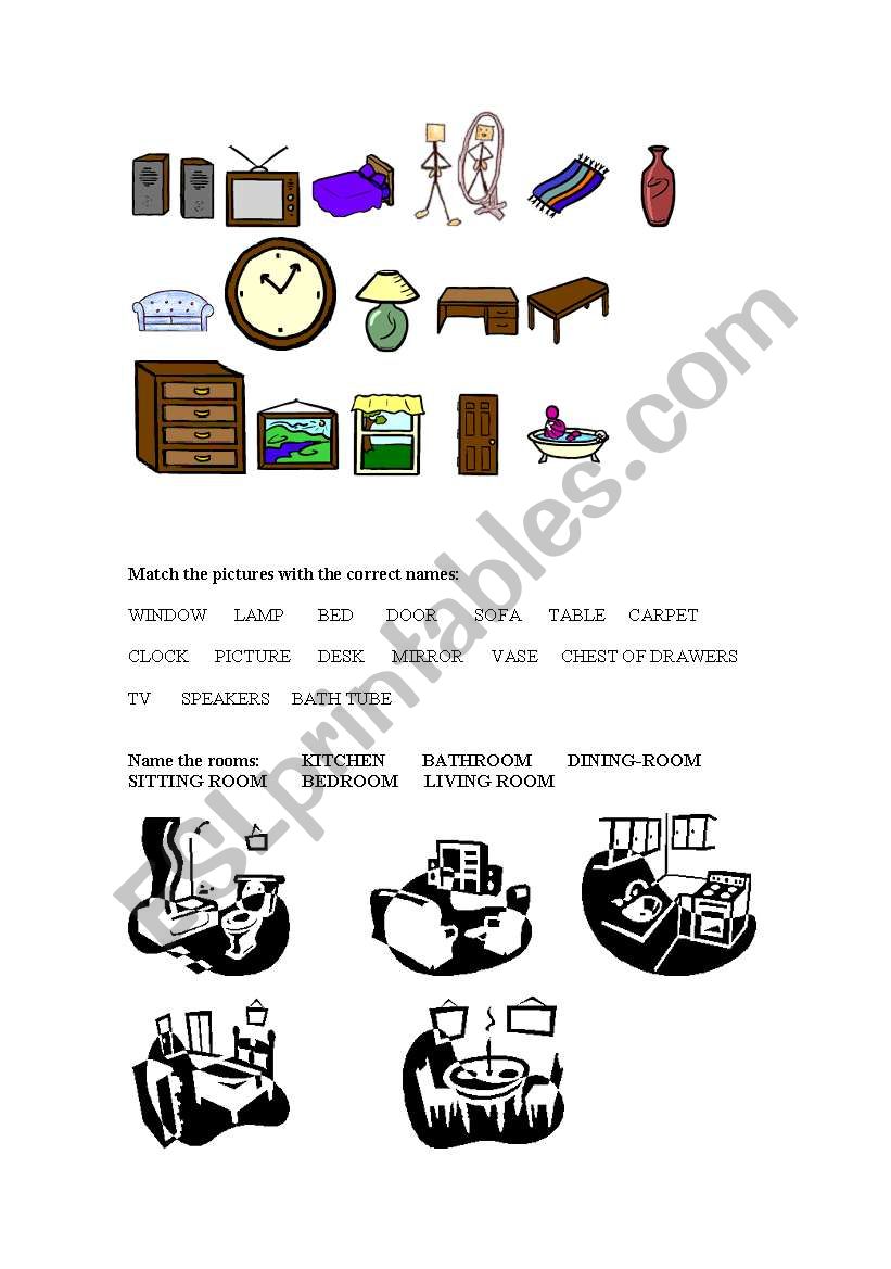 furniture sheet worksheet