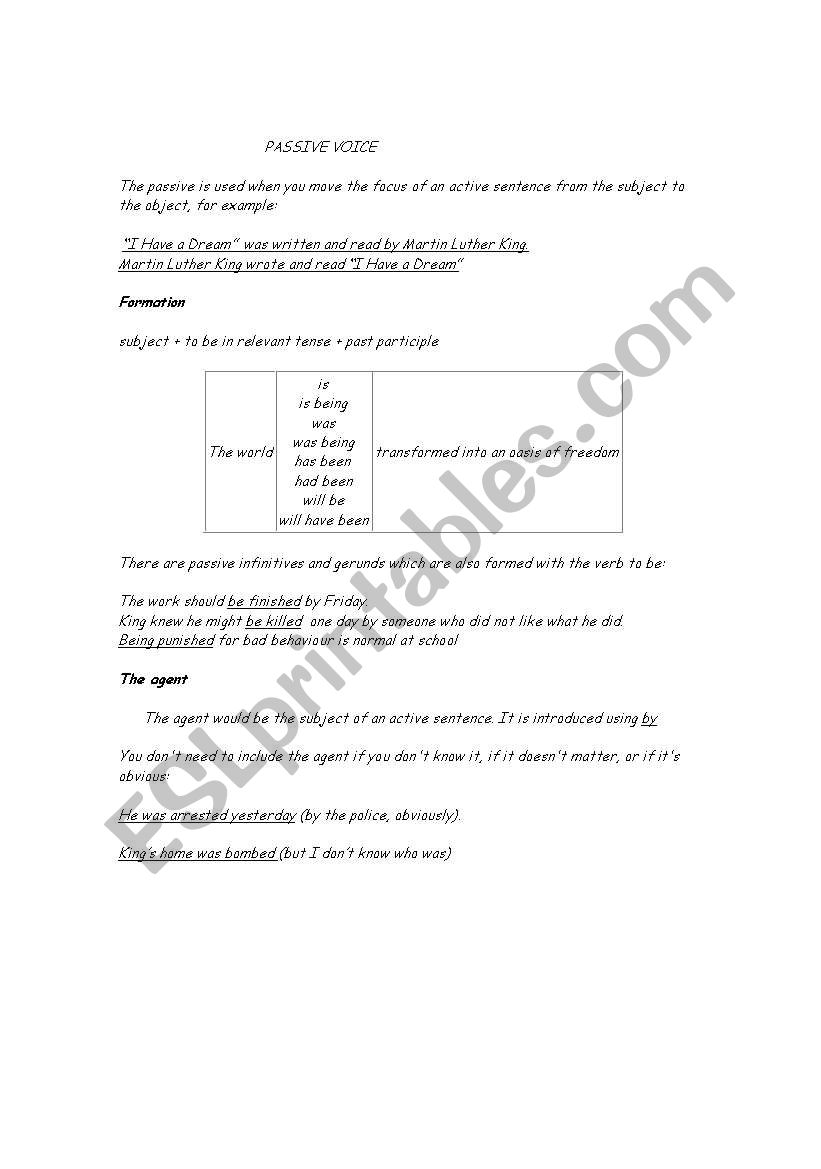 passive voice worksheet