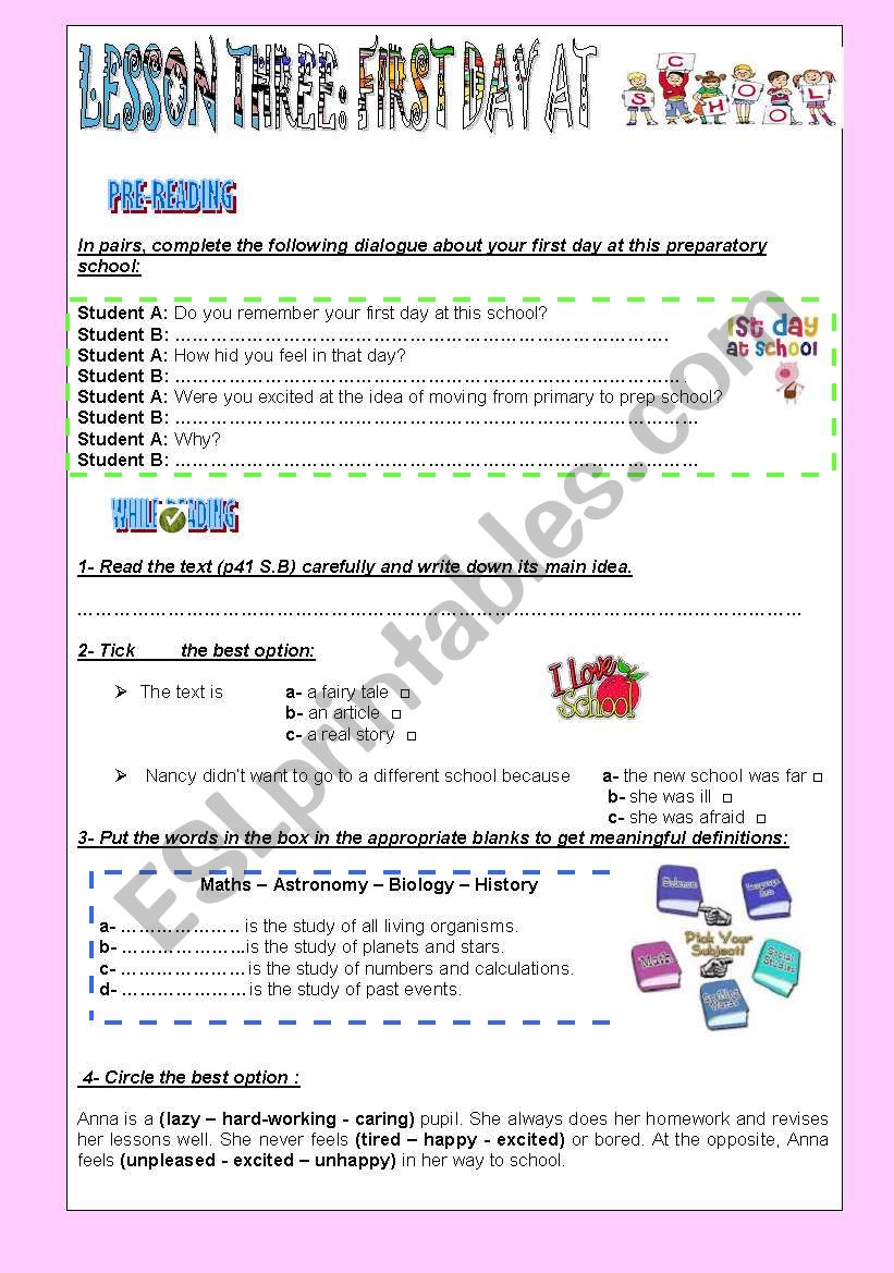 FIRST DAY AT SCHOOL: module two lesson three 9th formers Tunisia