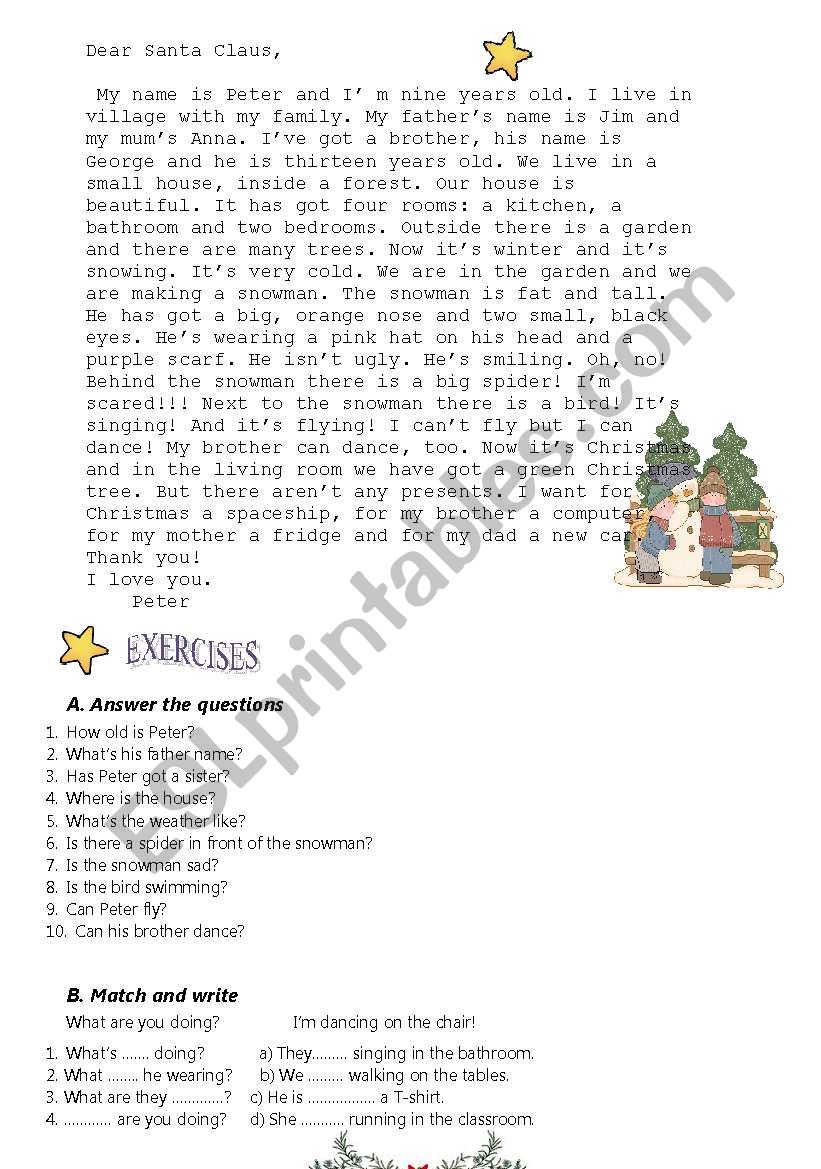 A letter to Santa worksheet