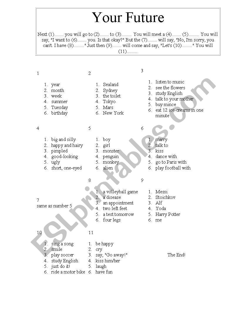 future worksheet