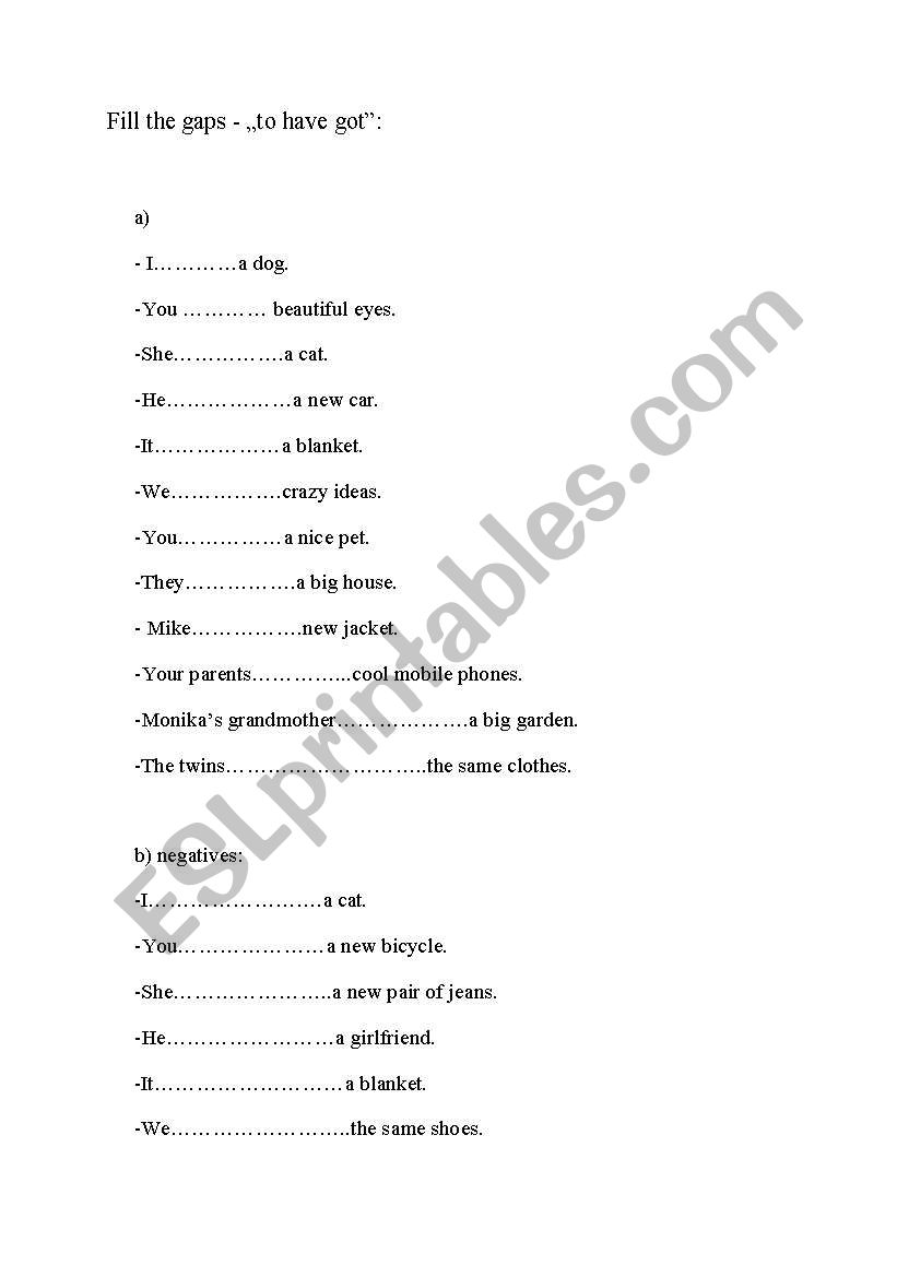 Have got test worksheet