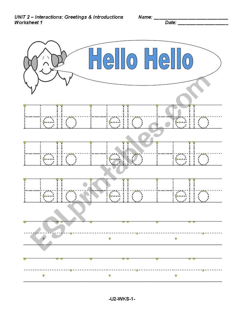 Hello (Greetings) worksheet