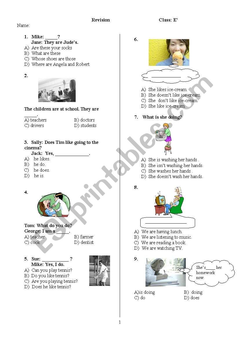 TEST ON SIMPLE PRESENT- PRESENT CONTINUOUS