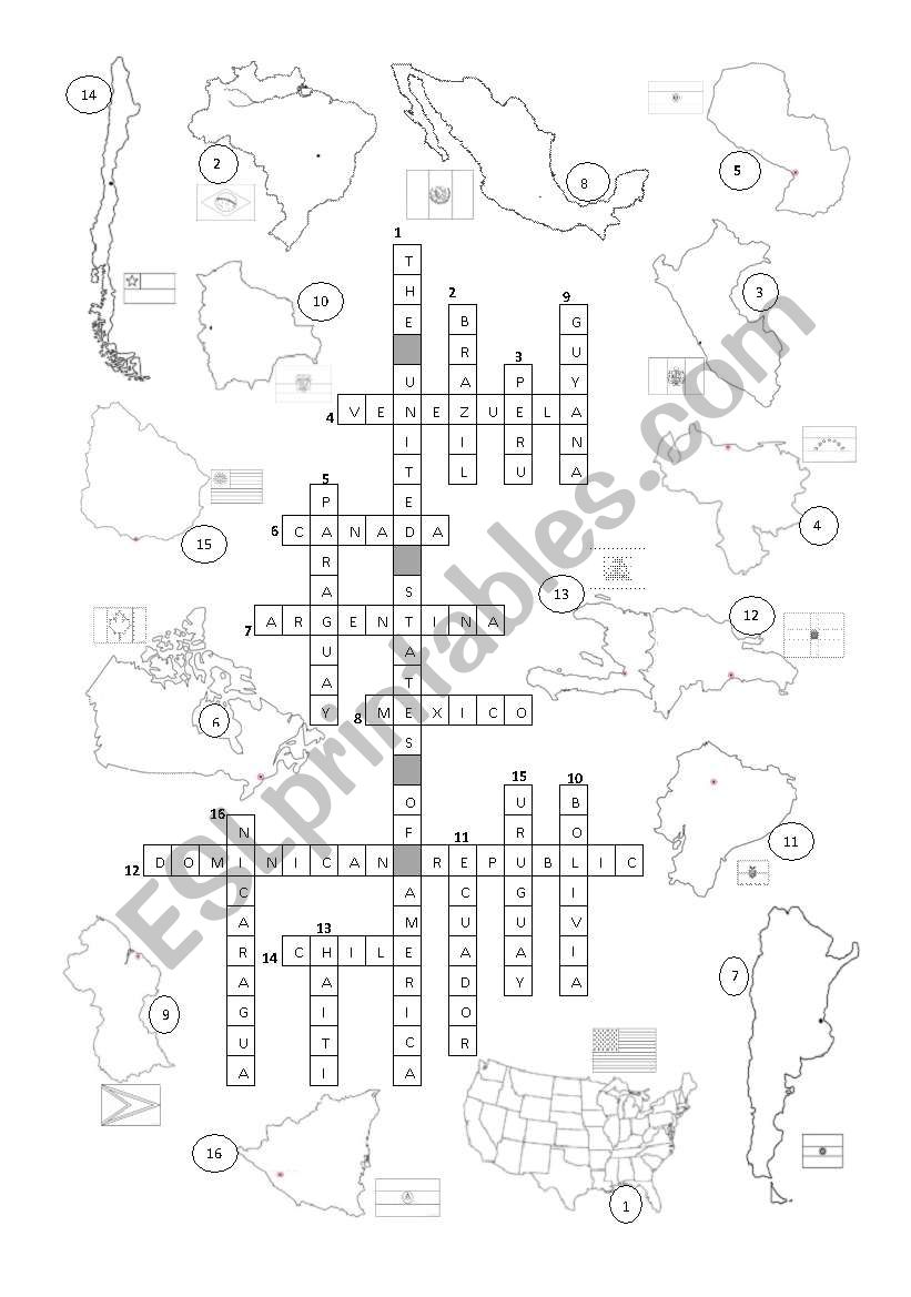 Crossword Countries worksheet
