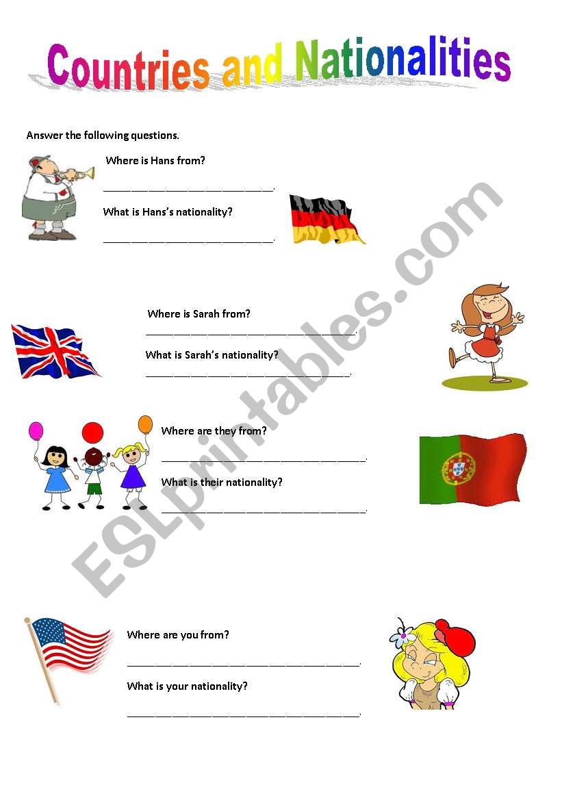 Countries and Nationalities worksheet