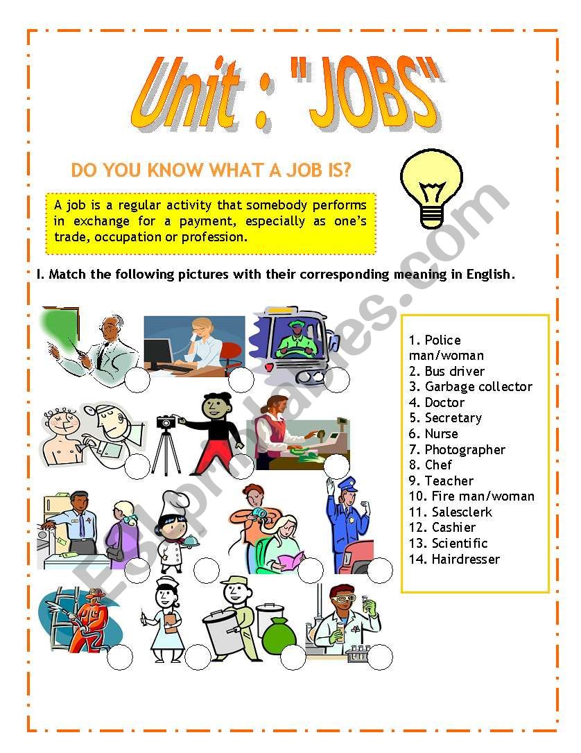 Jobs worksheet