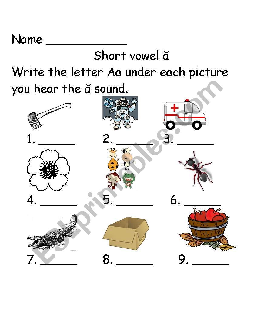 Short Aa Sounds  worksheet