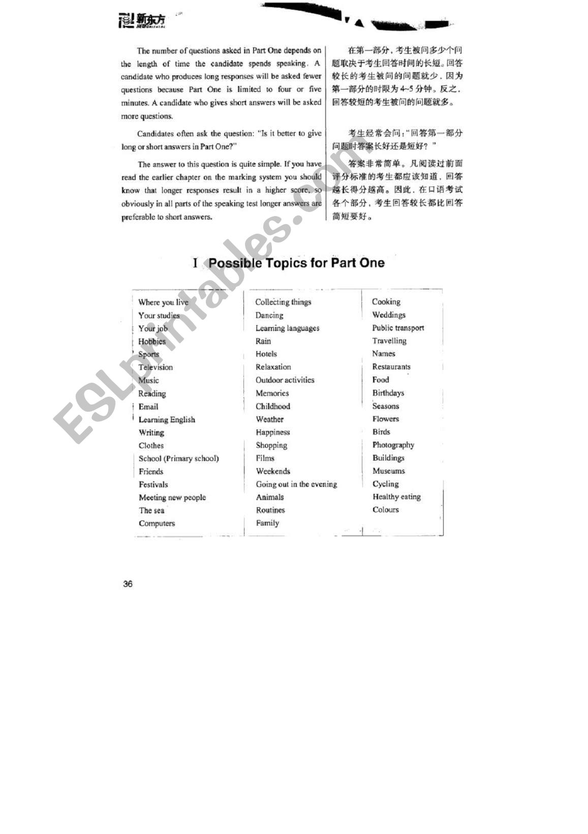 Frame of Types in IELTS worksheet