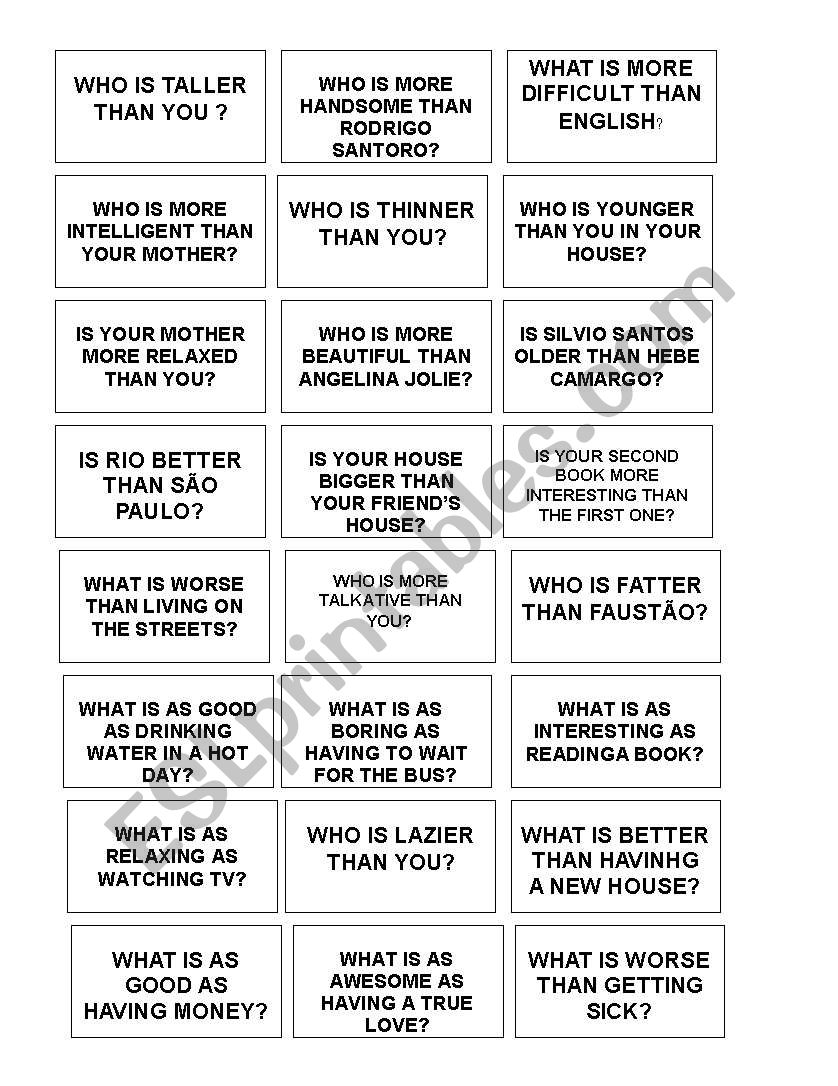 comparative conversation worksheet