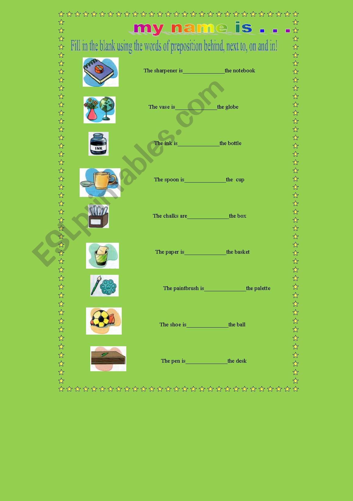 PREPOSITION worksheet