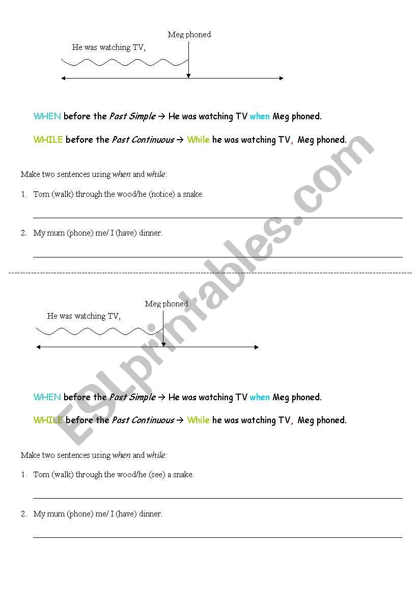 Conjunctions: When, While worksheet