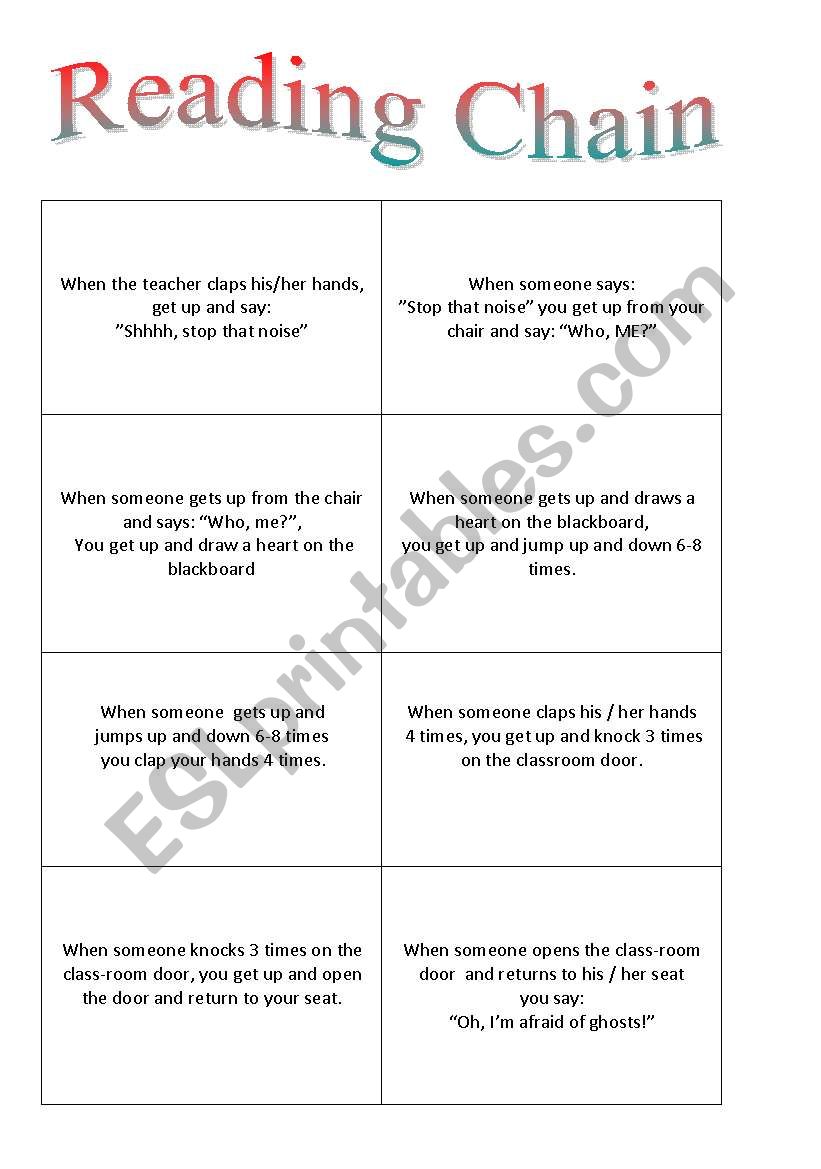 Read and react worksheet