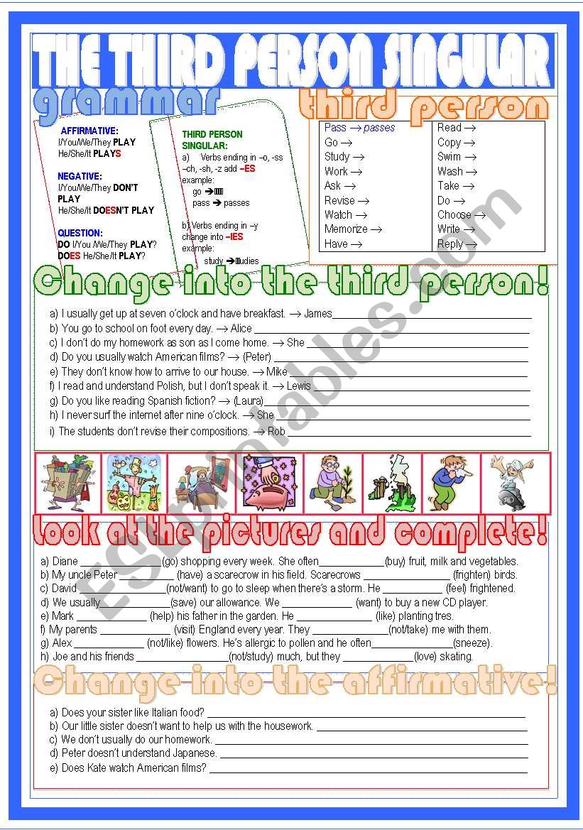 Third Person Singular worksheet