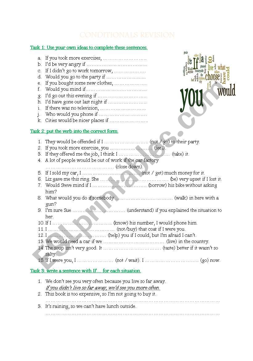 Conditionals - revision worksheet