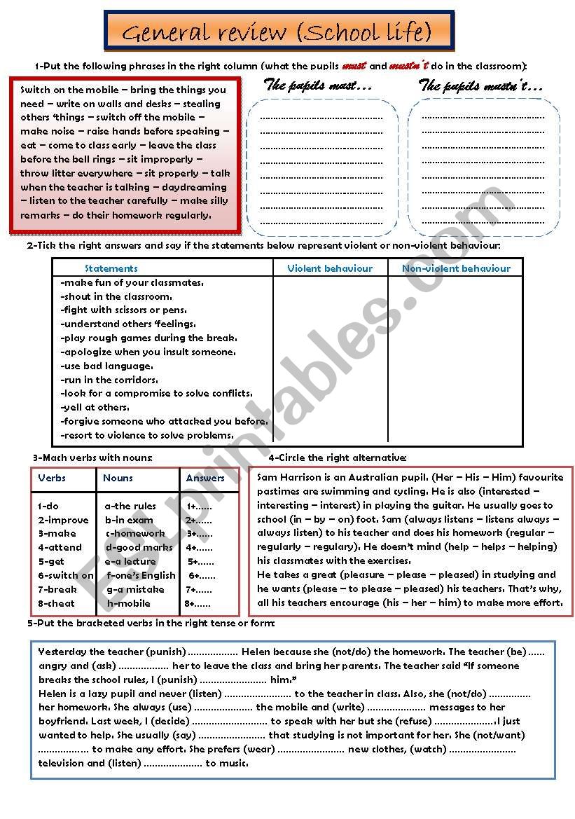 review worksheet