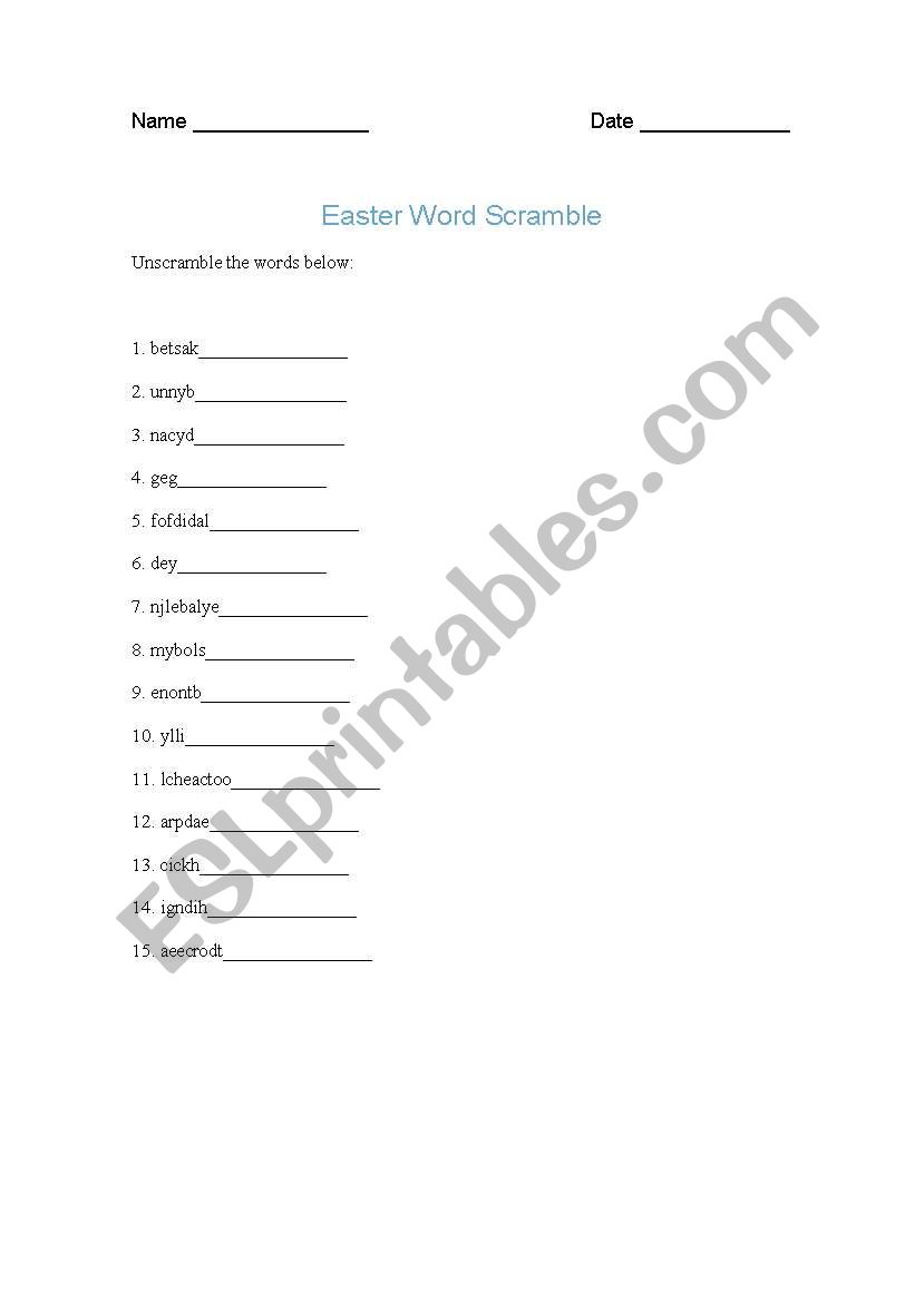 Easter worksheet