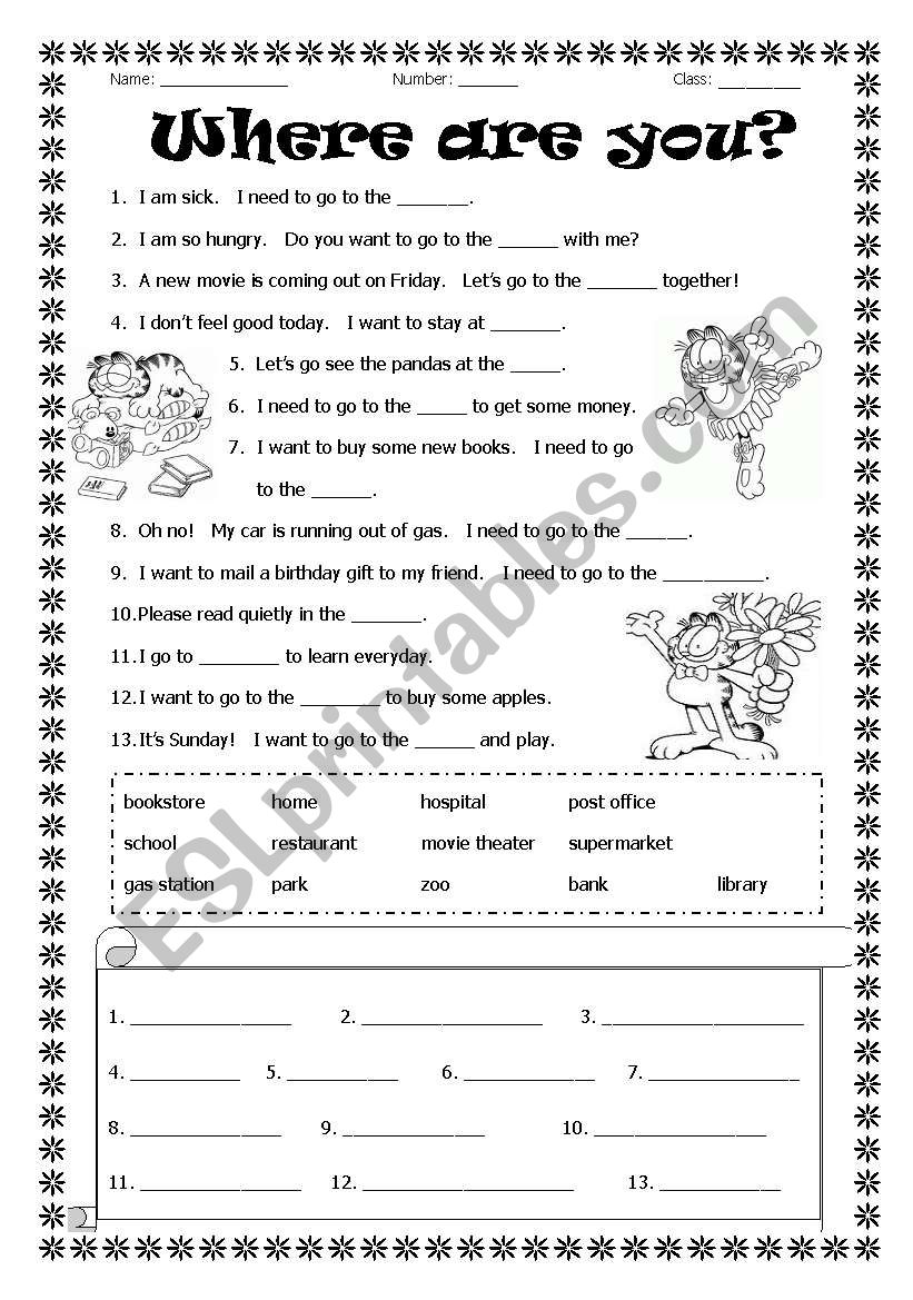 Where are you? worksheet