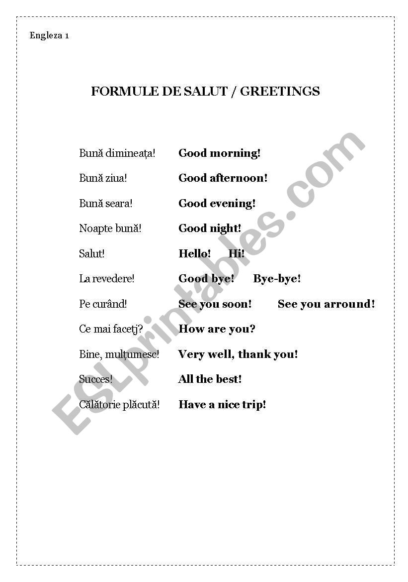 Romanian To English Worksheets