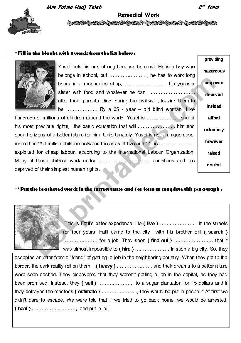 Remedial Work full-term Test nÂ°1 for 2nd year students